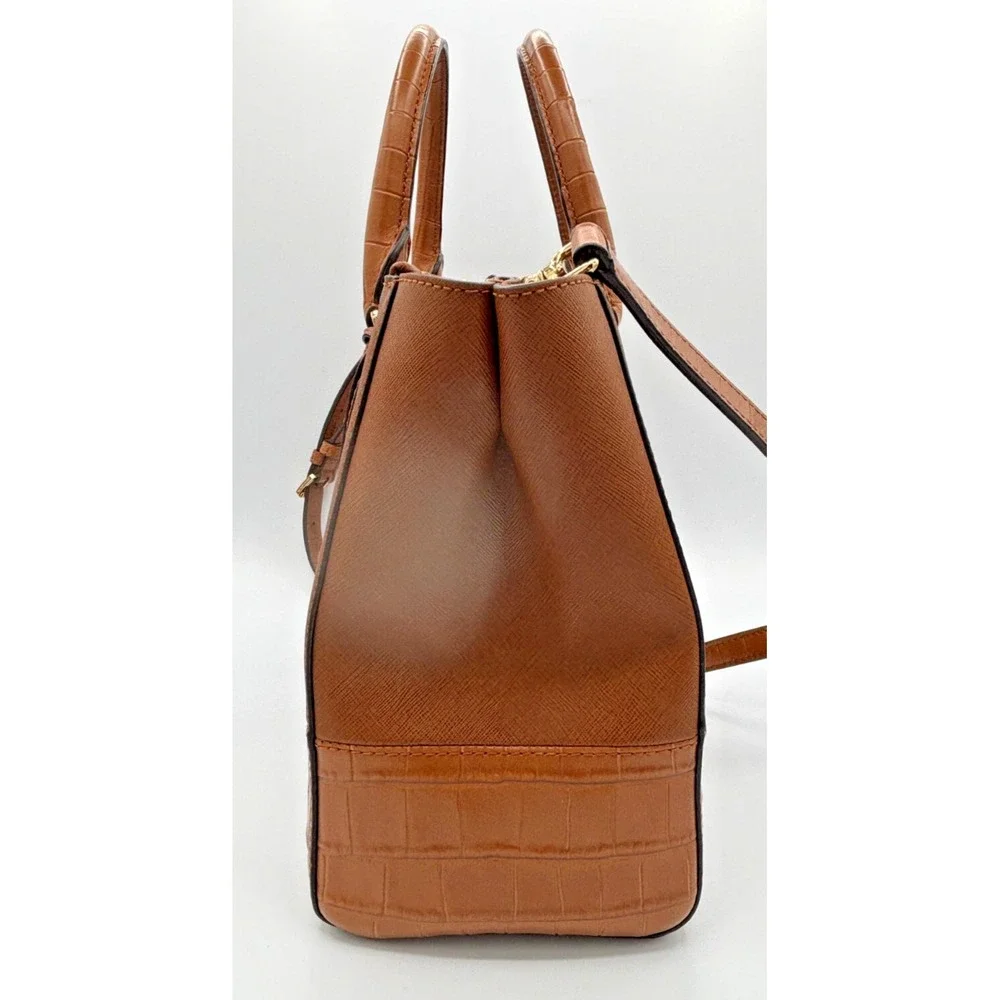 Michael Kors‎ Kellen Crosshatch Leather Satchel Medium 357GS0S6E Tote Adj Strap